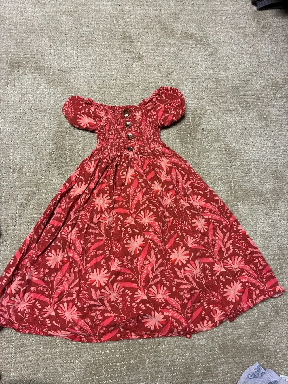 Vince Camuto Red Floral Puff-Sleeve Maxi Dress